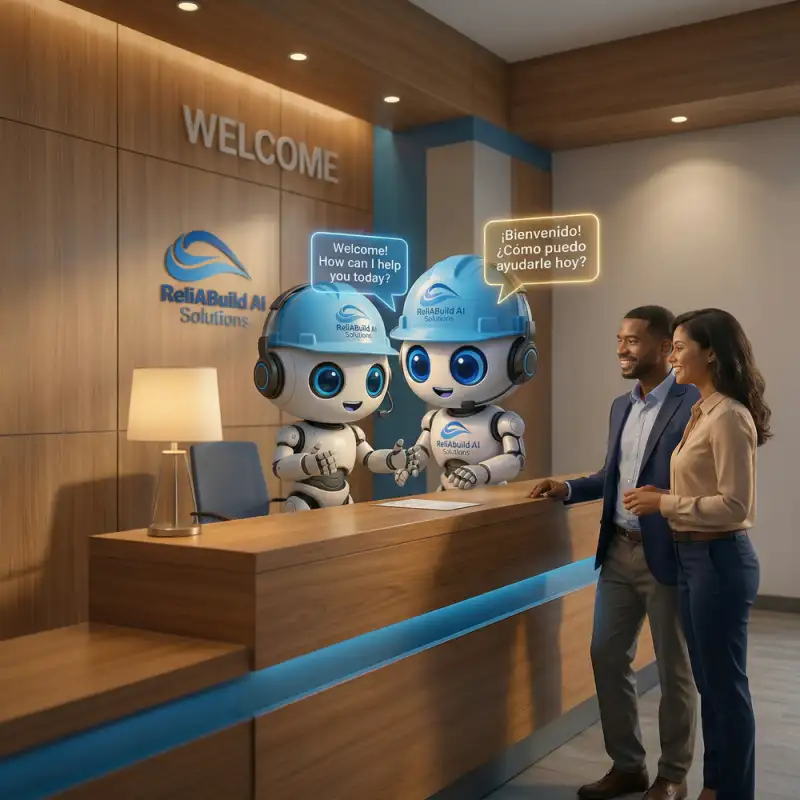 ReliAbuild AI bots greeting team members with bilingual support