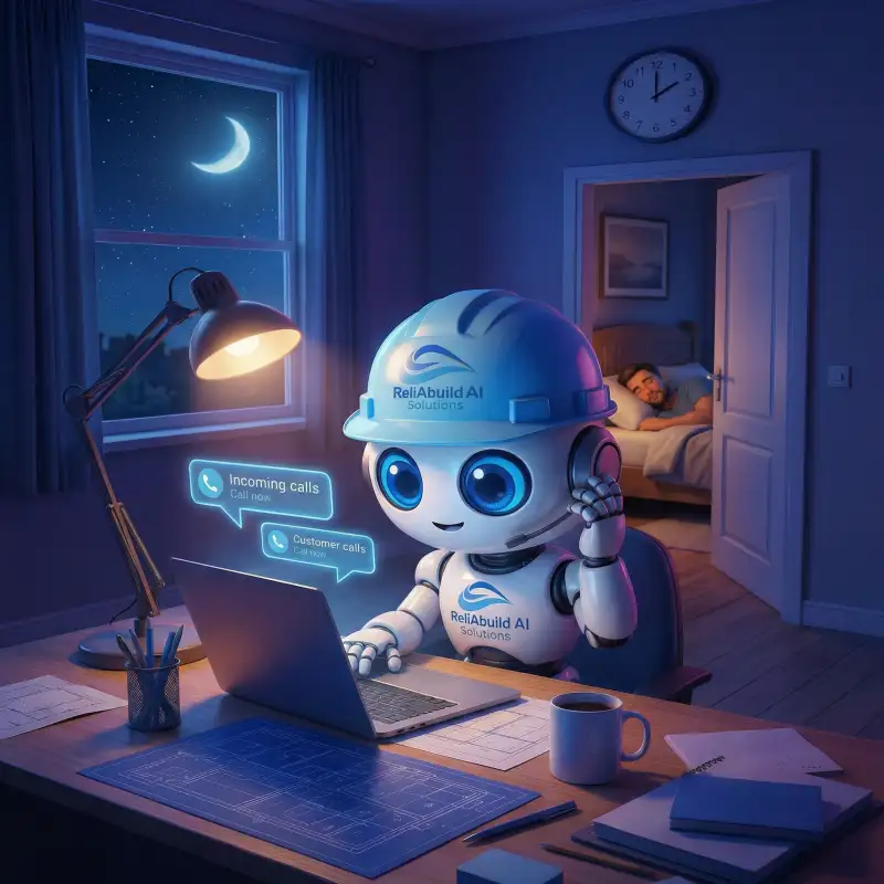 ReliAbuild AI bot answering contractor calls 24/7 while the owner sleeps