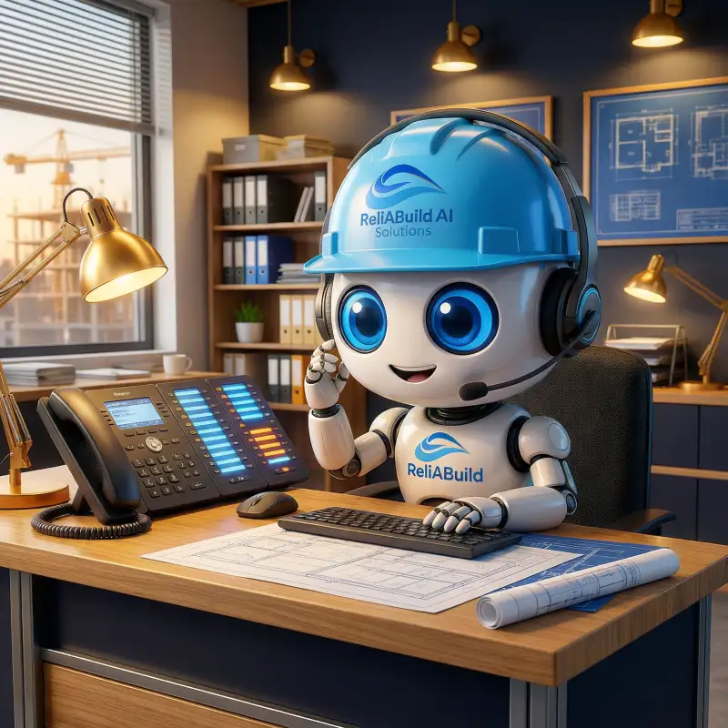 ReliAbuild AI bot at desk providing on-demand field tech support